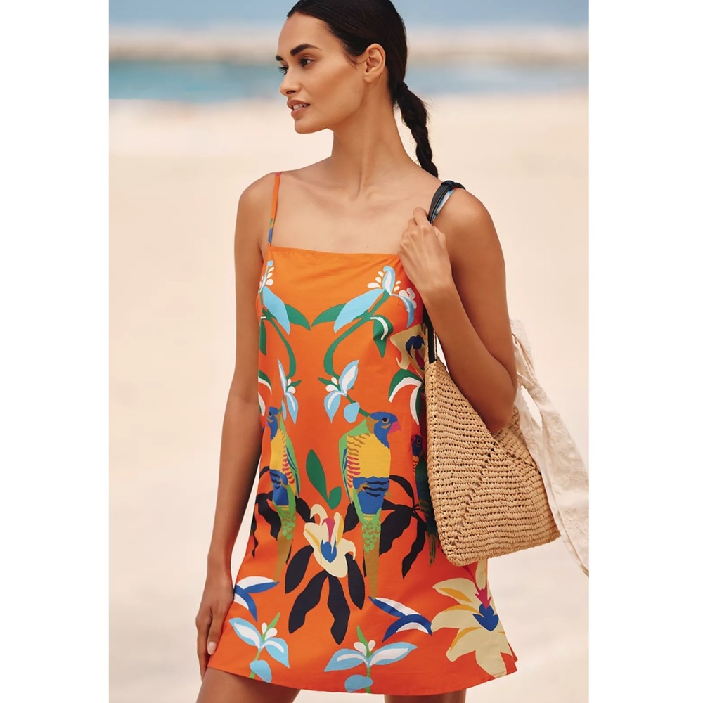Celandine x Claire Colin Wild Tropical Lorikeets Shift Dress Size XS NWT
